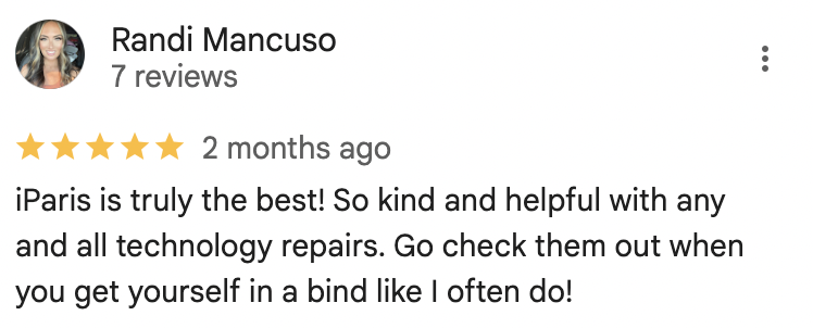 5-star review from Randi Mancuso about technology repairs